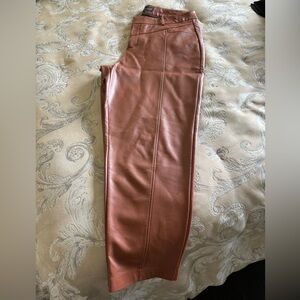 Eloquii Tapered Leg Faux Leather Pant in Cognac Size 14.